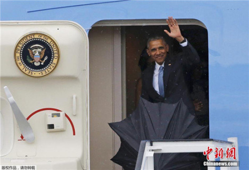 当地时间3月20日，美国总统奥巴马抵达古巴首都哈瓦那何塞·马蒂机场。