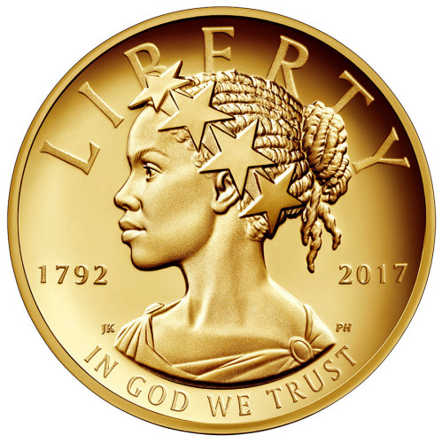 美国推出100美元纪念金币 首现黑人形象自由女神(图)