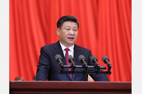 图为：2016年7月1日，庆祝中国共产党成立95周年大会在北京人民大会堂隆重举行。中共中央总书记、国家主席、中央军委主席习近平在大会上发表重要讲话。