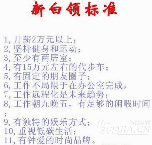 中国白领新十项标准出炉 月薪2万元以上(图)