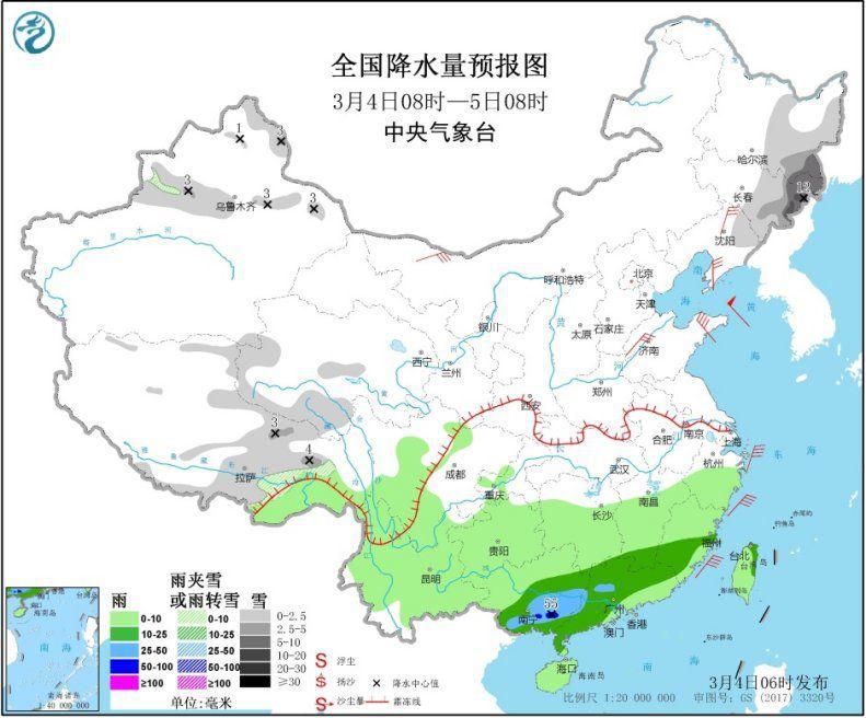 未来三天南方多阴雨天气 黑龙江吉林局地大雪或暴雪
