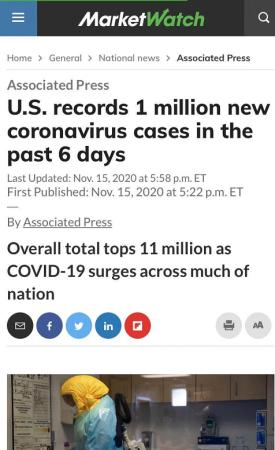 北美观察丨七天增加100万，美国新冠疫情传播速度前所未有