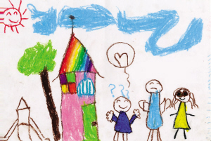 幼儿园孩子画《我的家》 33家只有高楼没有父