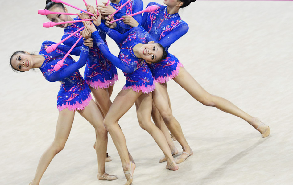 艺术体操团体 上海美少女组“蓝花”队型 