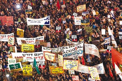 以色列示威浪潮持续4周7万人抗议物价高涨（图）