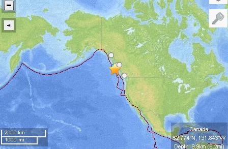 加拿大西部海域发生7.7级地震发布海啸预警