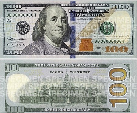 新版100美元纸币10月将开始流通带蓝色安全线