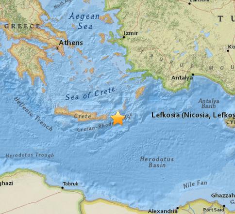 希腊克里特岛附近海域再发5.3级地震（图）