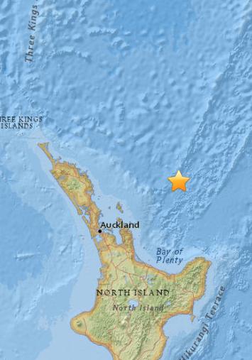 新西兰北部海域发生5.0级地震 震源深度60.2公里