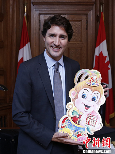 特鲁多在致辞中肯定华裔对加拿大国家和社会建设作出的贡献，并恭祝大家“恭喜发财”！