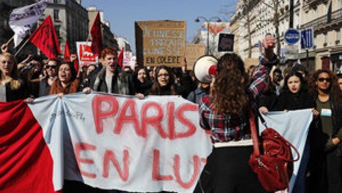 数万法国学生再次举行示威抗议劳动法改革法案