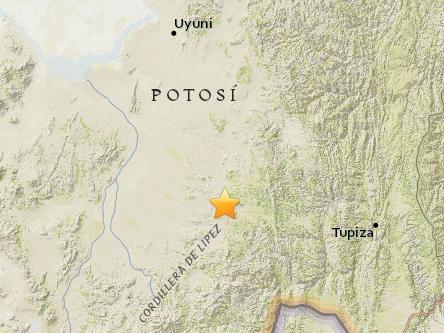 玻利维亚南部地区发生5级地震震源深度232.1公里