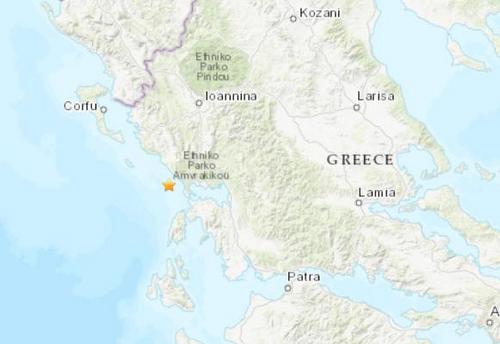希腊附近海域发生5.4级地震震源深度8.7公里