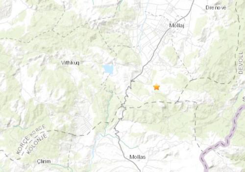 阿尔巴尼亚东部地区发生5.2级地震震源深度10公里