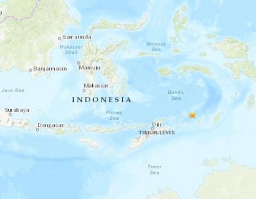 印尼附近海域发生5级地震震源深度130.6公里