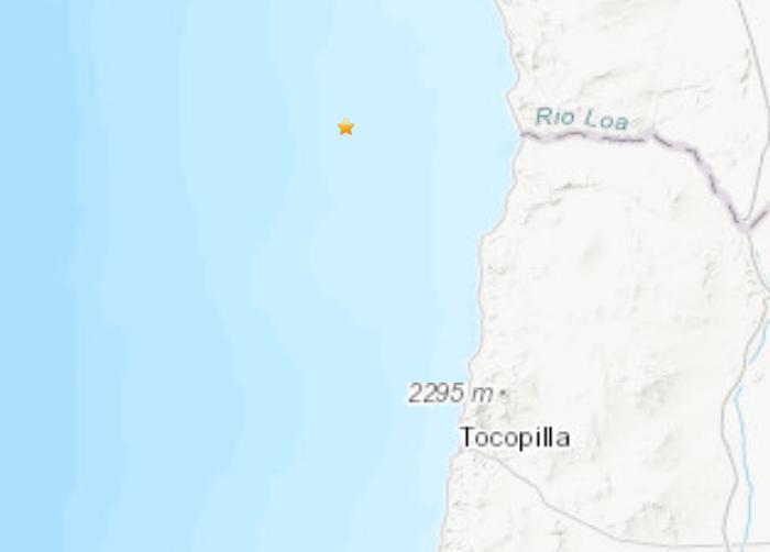 智利西部附近海域发生5.3级地震震源深度26.4公里