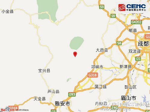 四川成都市大邑县附近发生3.0级左右地震