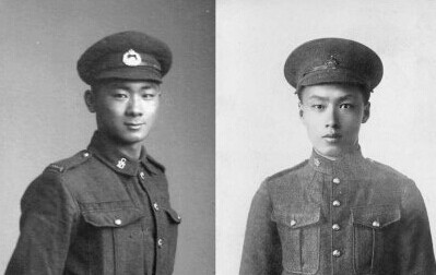 雷伟天（左）雷伟宏兄弟与其他400名华裔青年，在一战期间在战场为加拿大出生入死，返国后还要面对种种歧视。（加拿大《世界日报》）