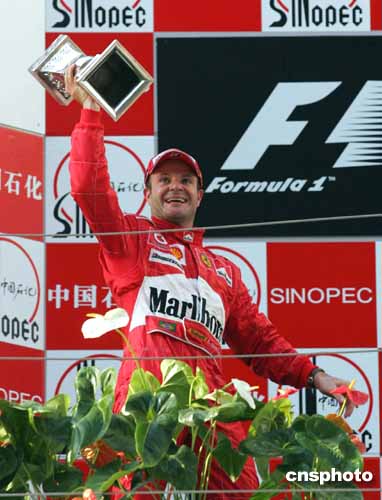 法拉利车手巴利切罗获中国F1大奖赛首个分站冠军