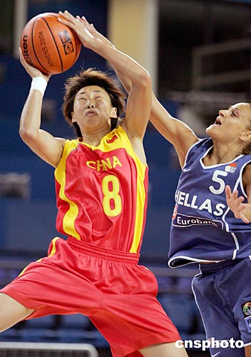 中国女子篮球队与希腊队举行热身赛