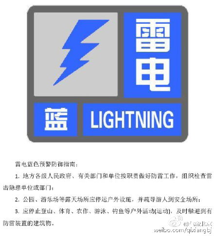 北京发布雷电蓝色预警 大部分地区有雷阵雨