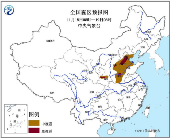 气象台继续发霾黄色预警：京津冀等六省份局部有重度霾
