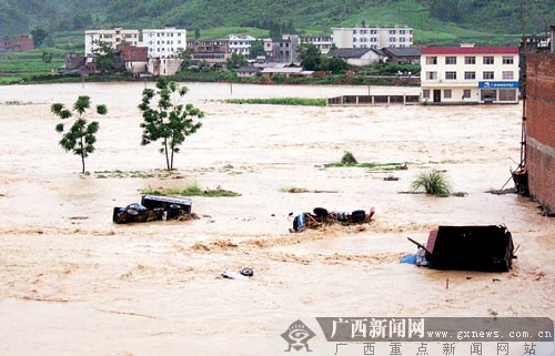 广西河池环江驯乐遭严重洪涝灾害