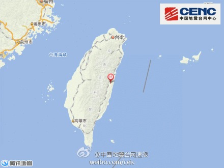 台湾花莲县发生4.0级地震震源深度8千米