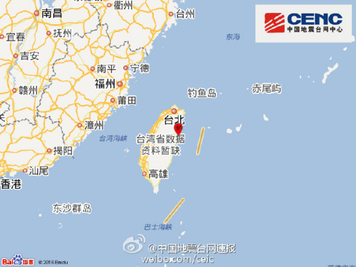 台湾花莲县海域发生4.2级地震震源深度12千米
