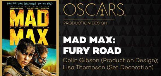 奥斯卡：《疯狂的麦克斯4》获三项大奖