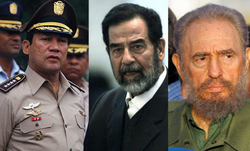 伊拉克前领导人萨达姆61侯赛因(中),古巴前总统菲德尔61卡斯特罗