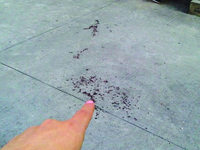 事发数日后地上仍有血迹.