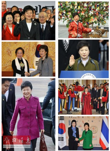 尽管目前朴槿惠的治国理政方针尚处摸索阶段,但她在不同场合的服饰搭配似乎更受外界关注。作为世界政坛为数不多的女性领导人,朴槿惠能否在女性政治家间掀起“韩流”? 本报资料图。 尽管目前朴槿惠的治国理政方针尚处摸索阶段,但她在不同场合的服饰搭配似乎更受外界关注。作为世界政坛为数不多的女性领导人,朴槿惠能否在女性政治家间掀起“韩流”? 本报资料图。