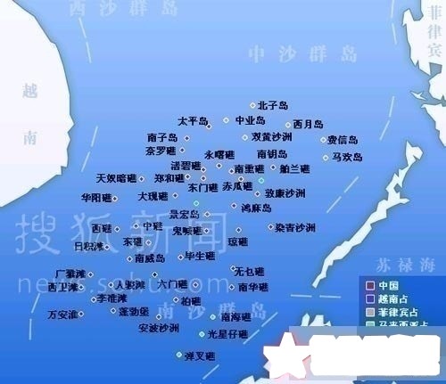 资料图:南海被占岛礁示意图