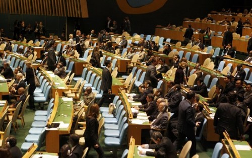 资料图片:联大会议现场。 资料图片:联大会议现场。