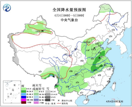 全国降水量预报图