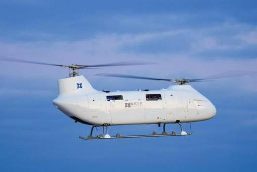 中国大载重纵列式无人直升机铂影T1400哈尔滨首航