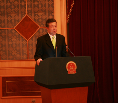 中国驻朝鲜大使刘晓明致辞.(中国驻朝鲜大使馆图)