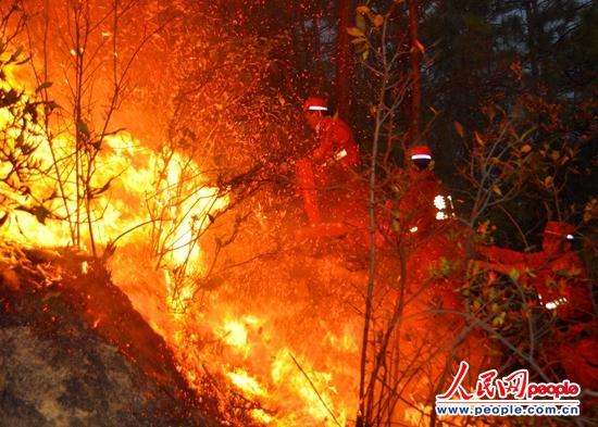 今年2月17日,四川德昌阿七乡发生森林大火大火。森警官兵奋战在大火一线