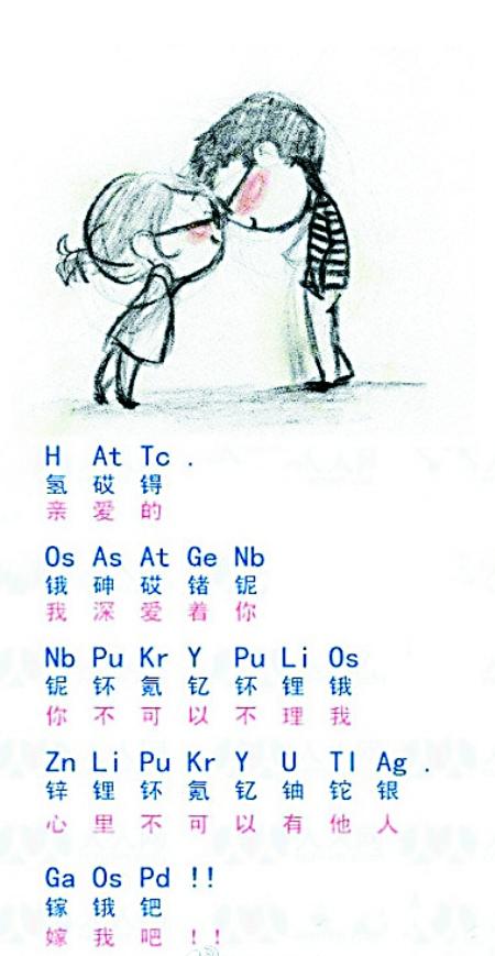 "学霸"的另类浪漫:化学情书含蓄表达真爱(图)