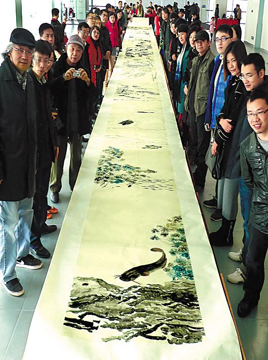 "世界最高国画"亮相 高25米(图)