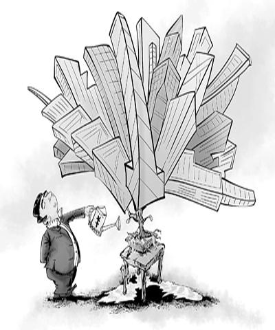 人民日报漫画点评国内摩天大楼建设潮