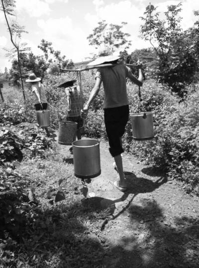 海口一村停水近两月 村民每天徒步挑水至少七八趟