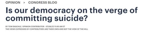 【世界说】美国前参议员：美式民主正处于自杀边缘
