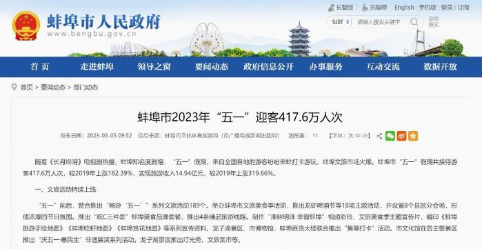 “五一”迎客417.6万人次 优酷《长月烬明》带火蚌埠文旅