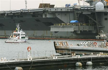 美日在横须贺基地举行核航母事故防灾演习