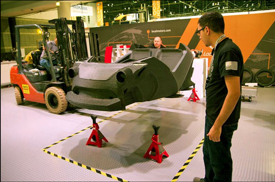 美国推出首辆3D打印电动车时速可达64公里(图)