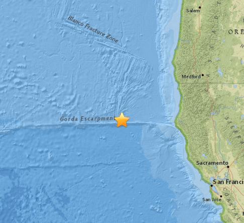 美国加州附近海域发生5.5级地震 震源深10千米