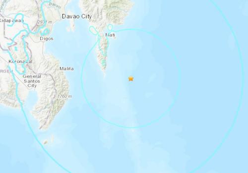 菲律宾附近海域发生6.1级地震震源深度90.2公里