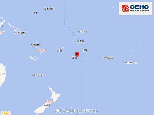 汤加群岛发生6.2级地震震源深度10千米
